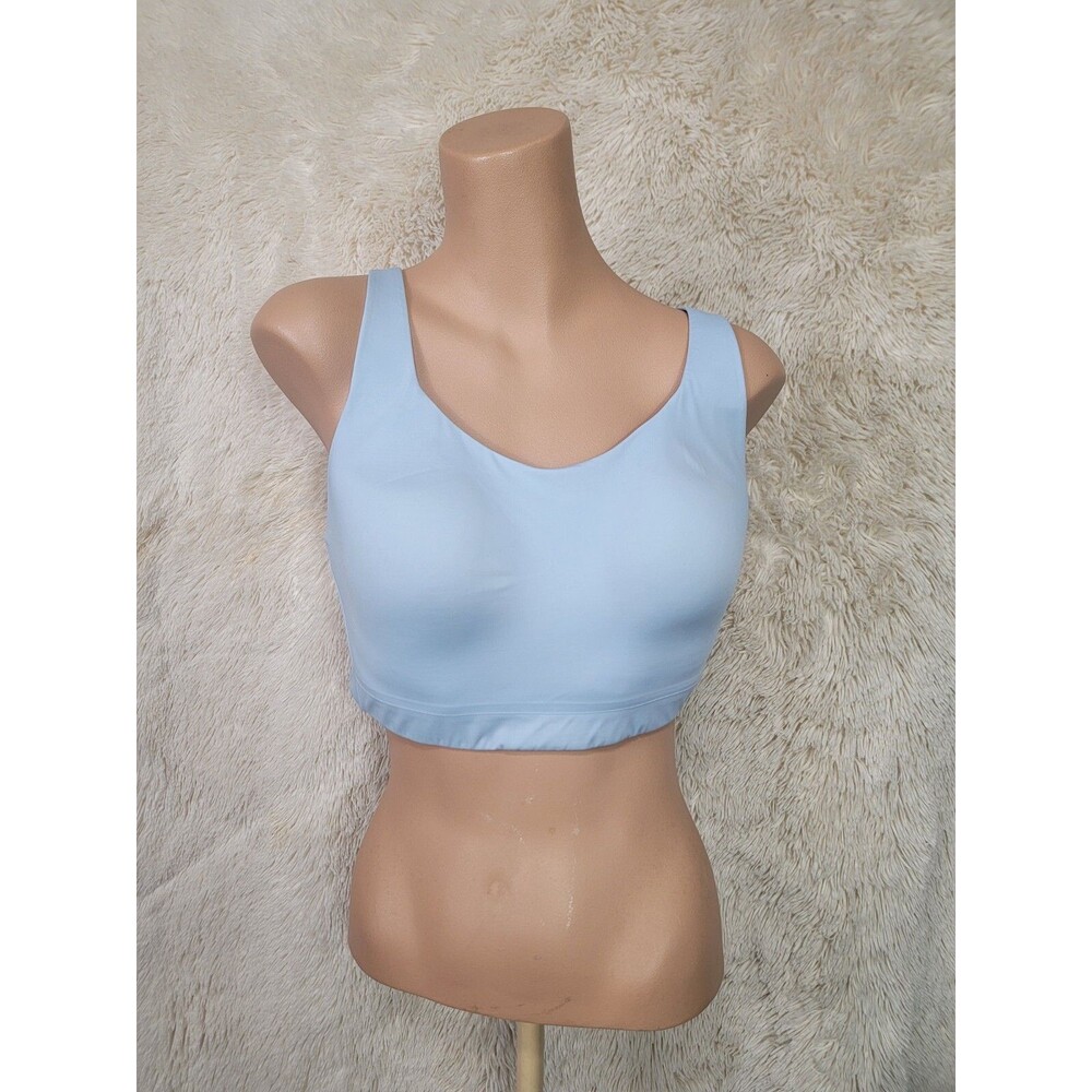 Athleta Advance Sports Bra Size 38D High Impact Light Blue Padded Wire Free I
